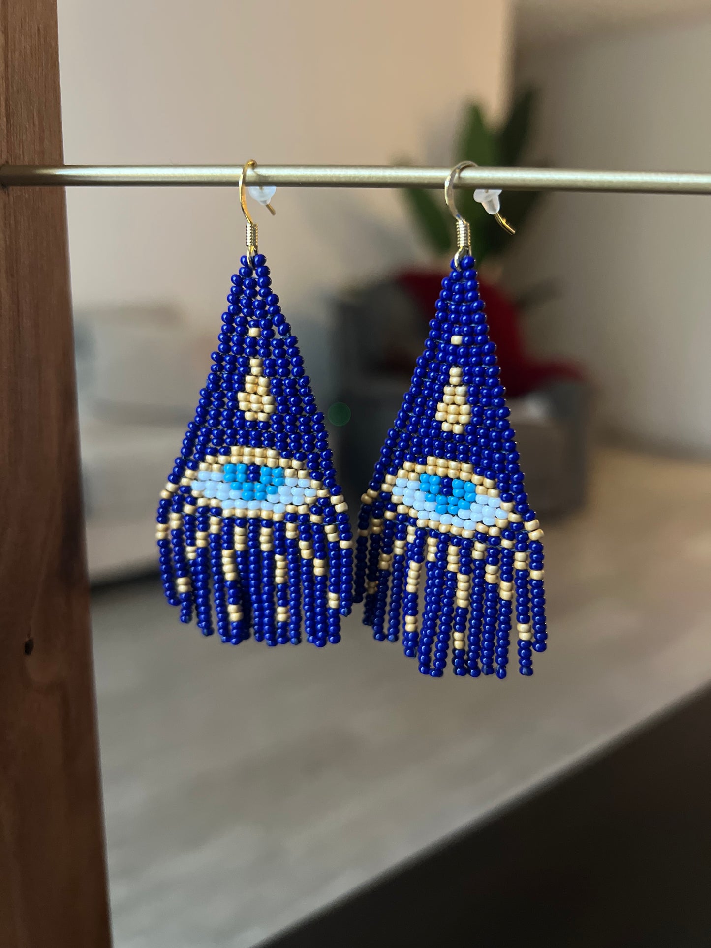 All Eyes On Me Seed Bead Earrings (Navy)