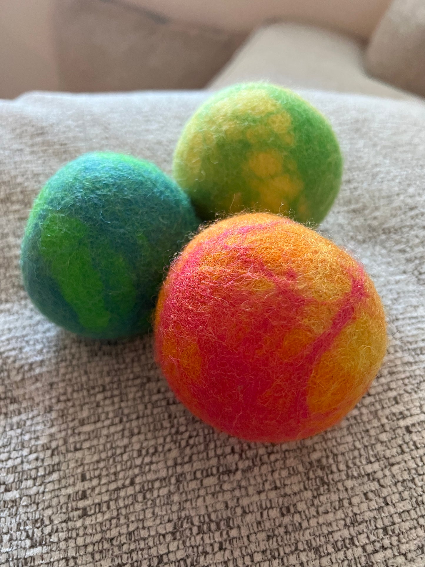 Organic Lincoln Wool Dryer Balls (SET OF 3) Colorful Blast