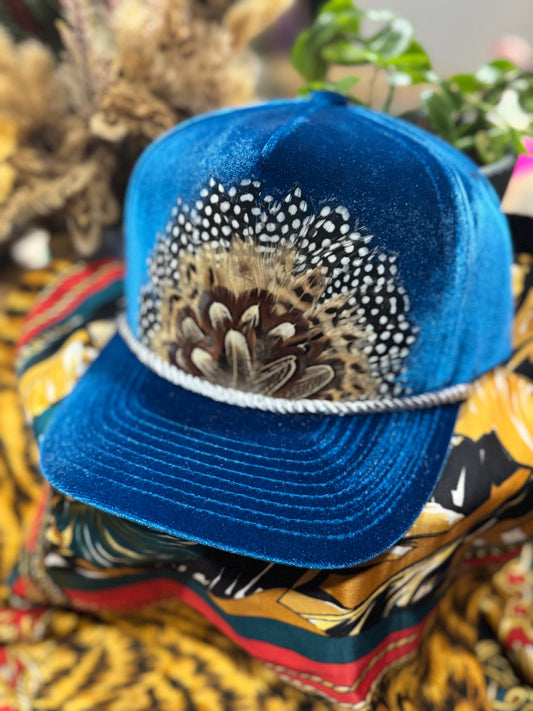Blue Velvet Feather Trucker