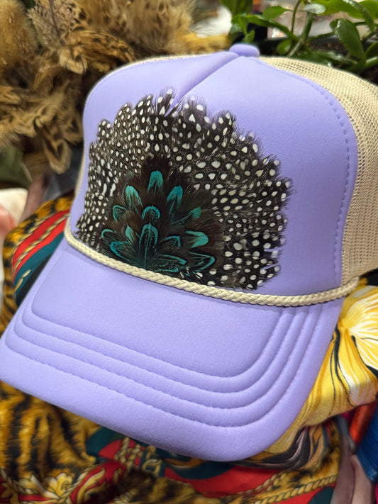 Lavender Lace Feather Trucker