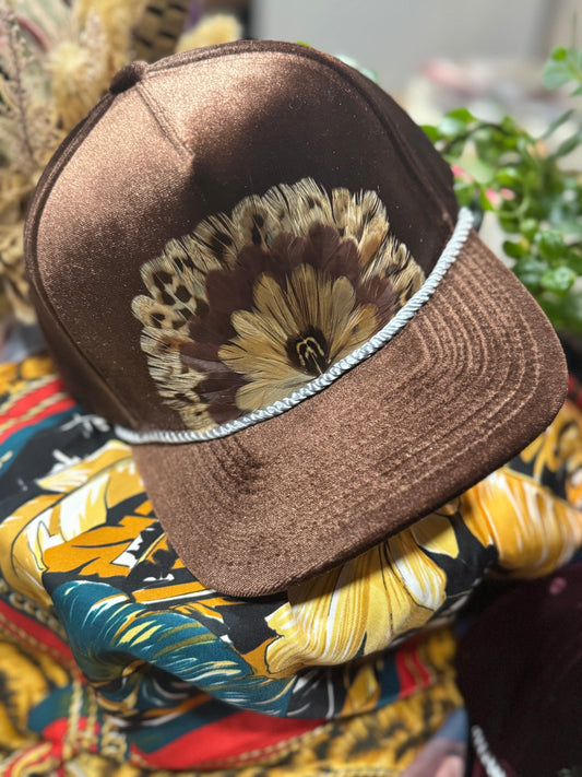 Bronze Velvet Feather Trucker
