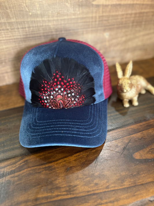Blue Jean Feather Trucker (textured velvet)