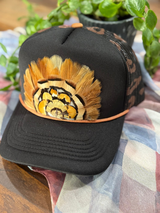 Leopard Love Feather Trucker