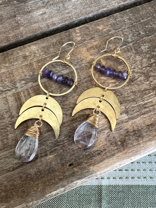 Amethyst Crescent Earrings
