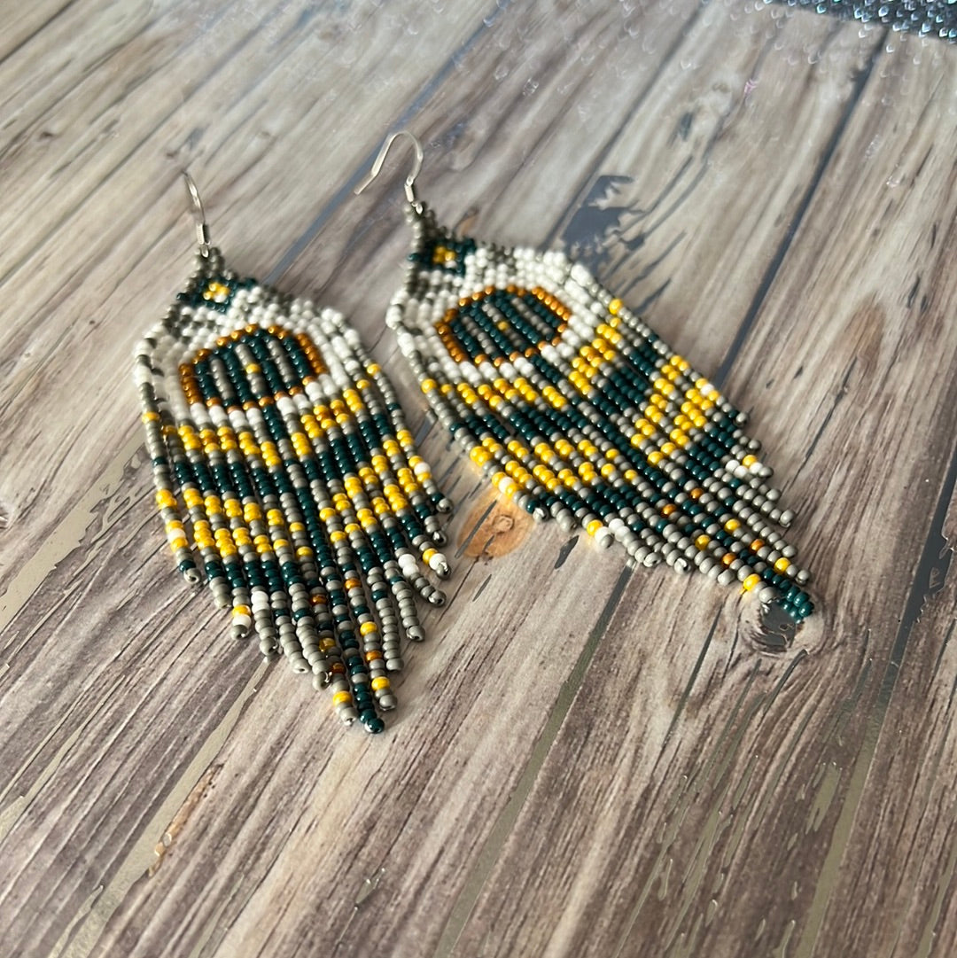 Folk Flower Seed Bead Earrings