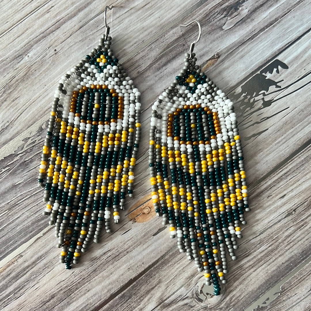 Folk Flower Seed Bead Earrings