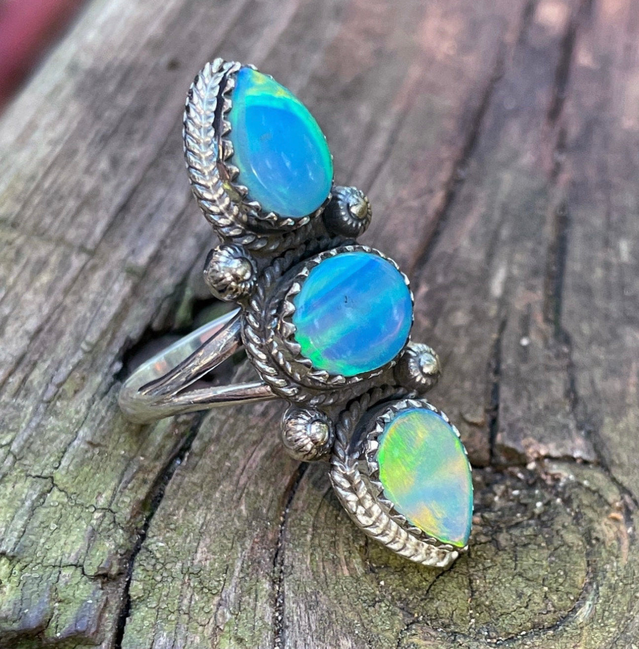 Sterling Opal Ocean Ring