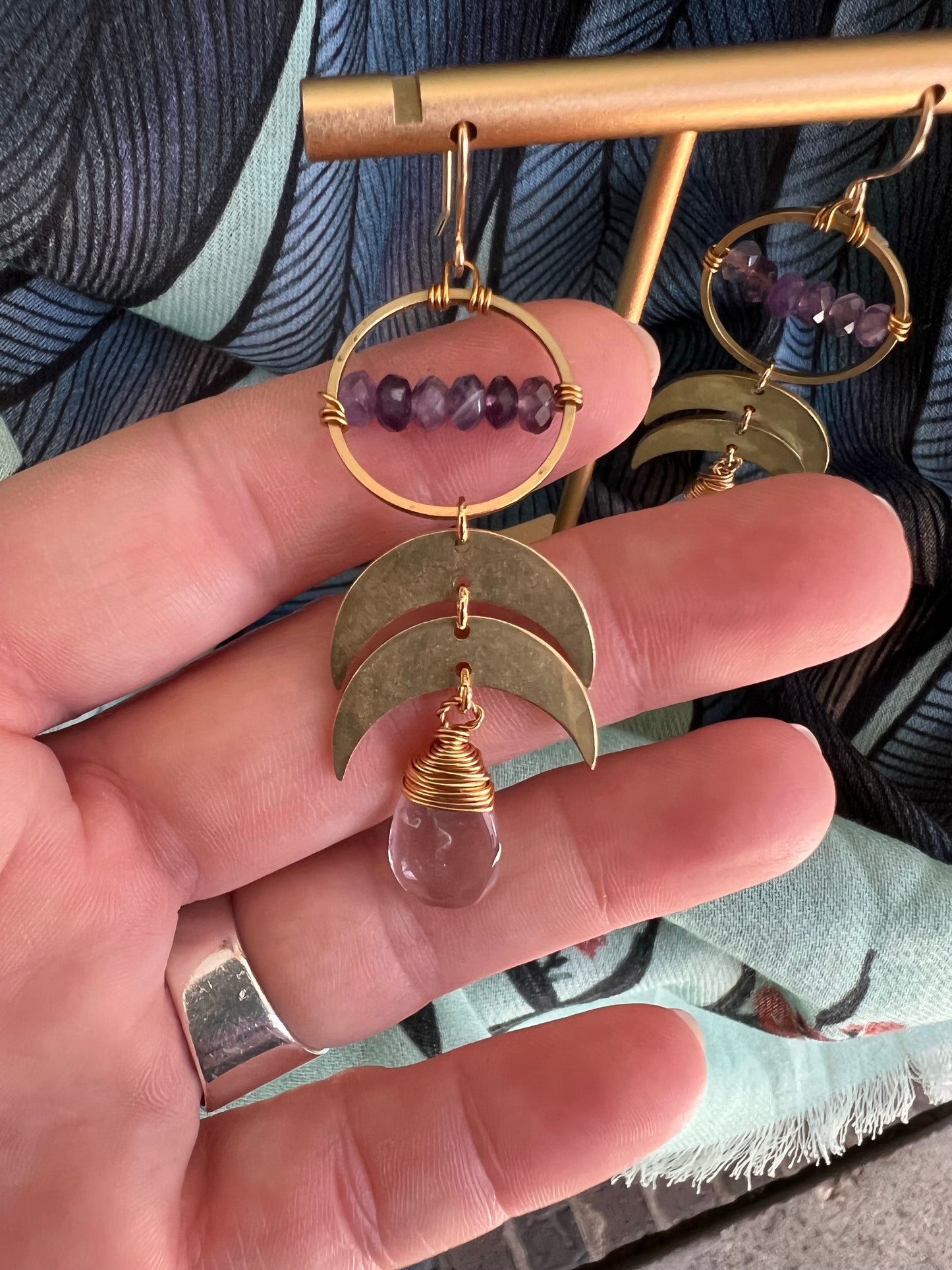 Amethyst Crescent Earrings
