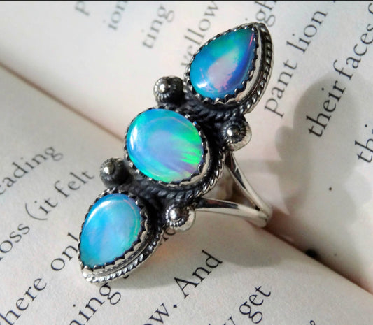 Sterling Opal Ocean Ring