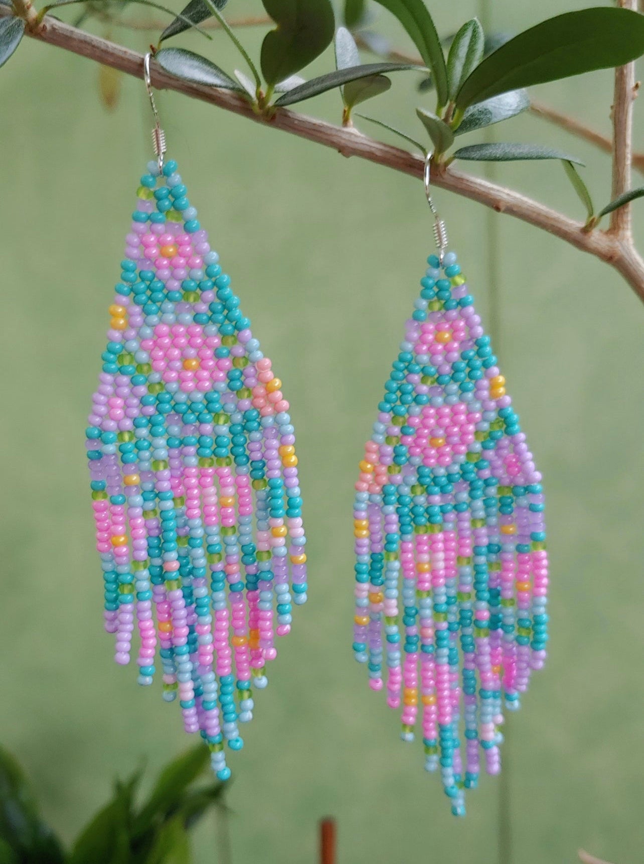 Secret Garden Pastel Seed Bead Earrings