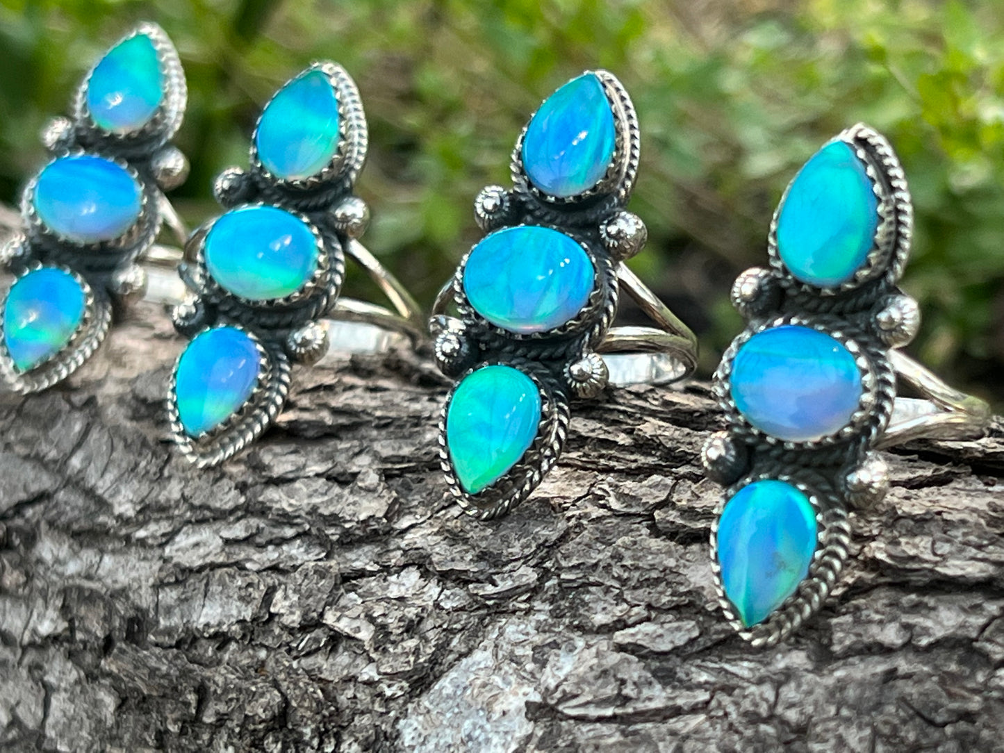 Sterling Opal Ocean Ring