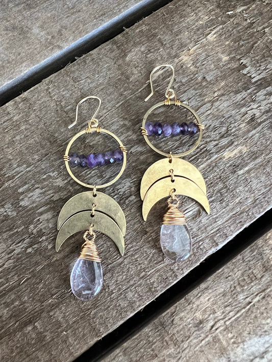 Amethyst Crescent Earrings